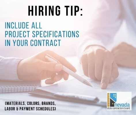Hiring Tip: Include all project specification in your contract.